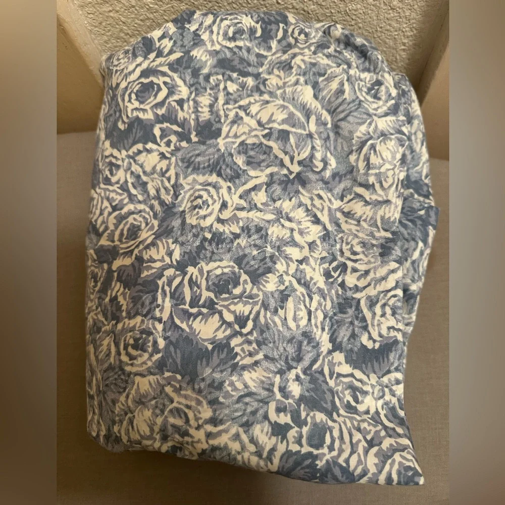 Jessica McClintock Twin Sheet Set Vintage Jonette Blue/Cream French Rose Floral